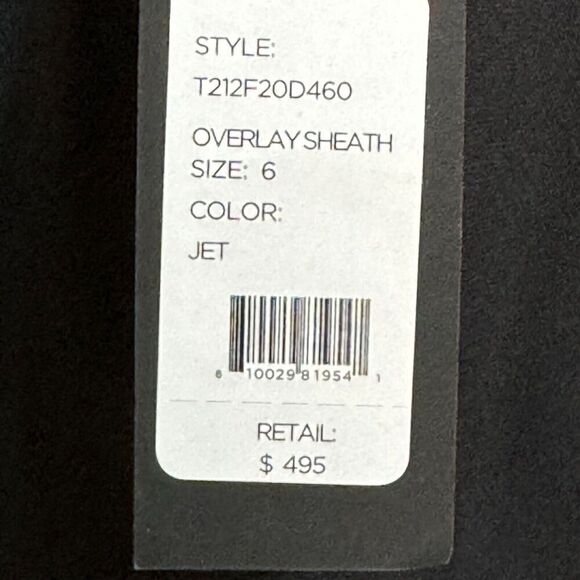 Toccin (NY) NEW Black Overlay Sheath Dress Size 6  $495 - Picture 3 of 9